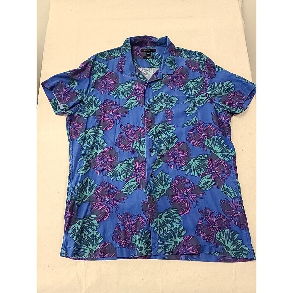 Marc Anthony Luxury Fabric Tropical Hawaiian Shirt XL Slim Fit